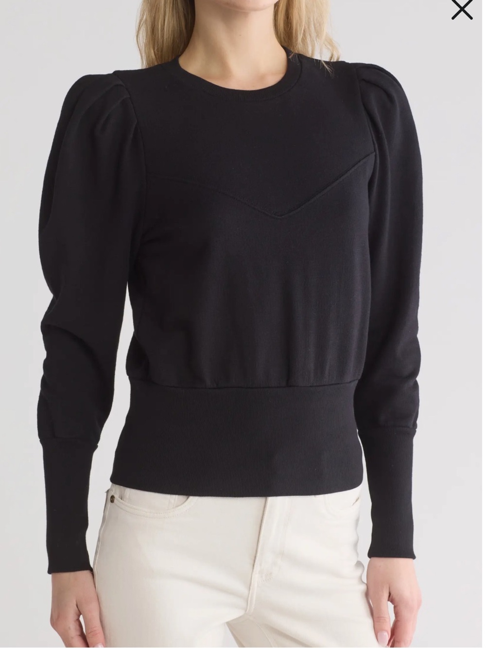 AG Jeans Puff Sleeve Yoke Sweater Black sz L